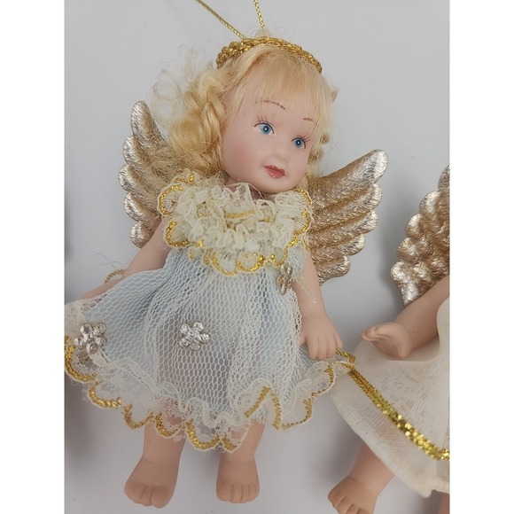 Vintage‎ Porcelain Doll Figure Angel Set Ornaments, 4 Ornaments - Picture 5 of 11